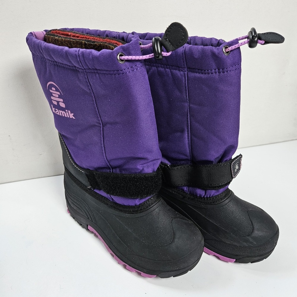 Kamik Snow Boots Kids Size 4 Purple Waterproof Insulated Winter Made in Canada